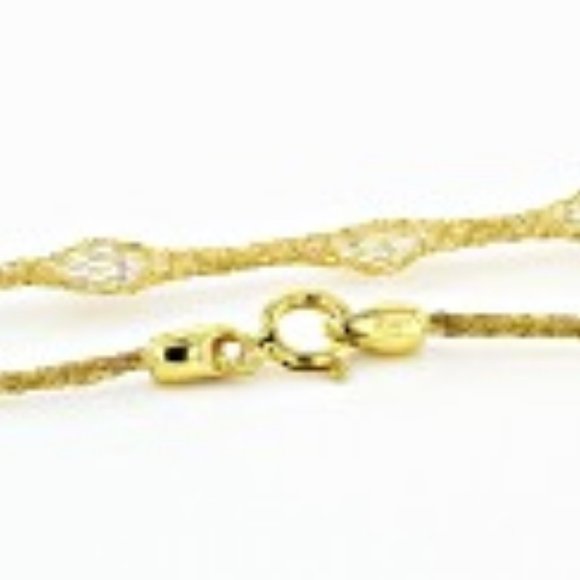 SET 14K Gold Cubic Zirconia Crochet D'Tuscano NECKLACE & BRACELET SET - Picture 3 of 6